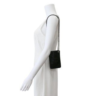Black Patent Leather CC Chain Phone Holder