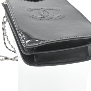 Black Patent Leather CC Chain Phone Holder