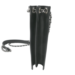 Black Patent Leather CC Chain Phone Holder