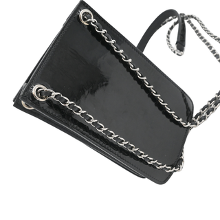 Black Patent Leather CC Chain Phone Holder