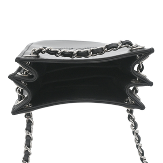 Black Patent Leather CC Chain Phone Holder