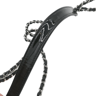 Black Patent Leather CC Chain Phone Holder