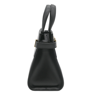 Manhattan Nano Black Leather & Raffia Top Handle Bag