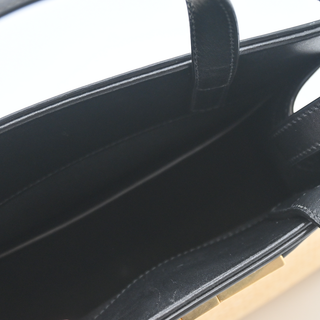 Manhattan Nano Black Leather & Raffia Top Handle Bag