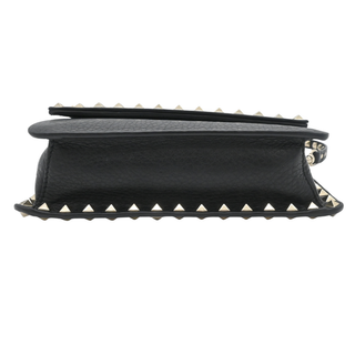 Rockstud Black Pebbled Leather Flap Crossbody Bag