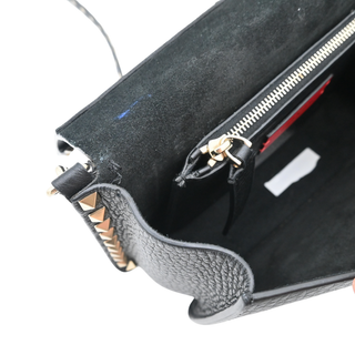 Rockstud Black Pebbled Leather Flap Crossbody Bag
