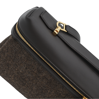 Extra Bag L27 Wish Cash Tweed Brown Leather Shoulder Crossbody Bag