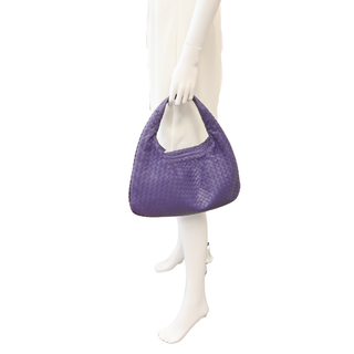 Intrecciato Purple Leather Hobo Bag