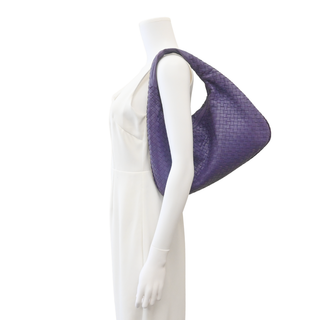Intrecciato Purple Leather Hobo Bag