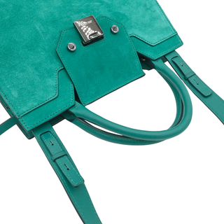 Riley Teal Suede Top Handle Shoulder Bag