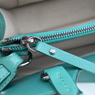 Riley Teal Suede Top Handle Shoulder Bag