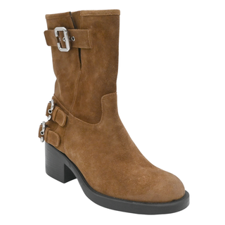 Dakota Brown Suede Multi-Buckle Ankle Boots