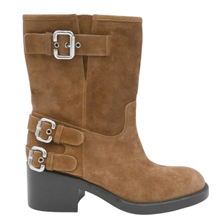 Dakota Brown Suede Multi-Buckle Ankle Boots