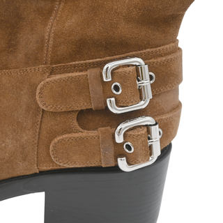 Dakota Brown Suede Multi-Buckle Ankle Boots