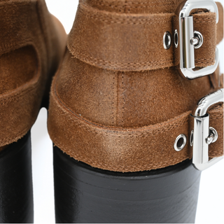 Dakota Brown Suede Multi-Buckle Ankle Boots