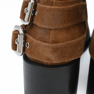 Dakota Brown Suede Multi-Buckle Ankle Boots