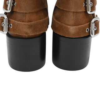 Dakota Brown Suede Multi-Buckle Ankle Boots