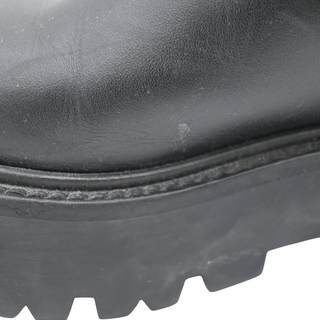 Black Leather Harness Buckle Lug Sole Mid-Calf Boots