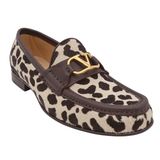 VLogo Animal Print Calf Hair Loafers