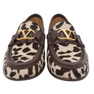 VLogo Animal Print Calf Hair Loafers