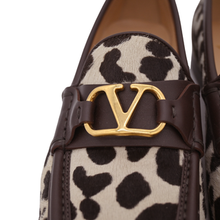 VLogo Animal Print Calf Hair Loafers