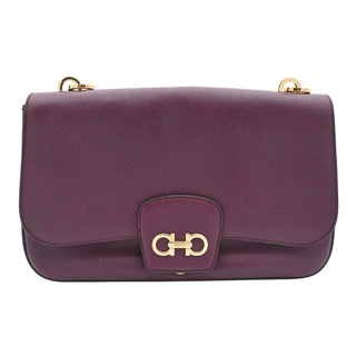 Purple Gancini Leather Flap Shoulder Bag