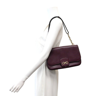 Purple Gancini Leather Flap Shoulder Bag