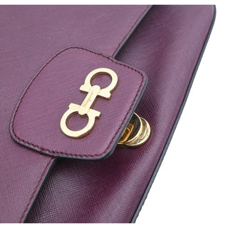Purple Gancini Leather Flap Shoulder Bag