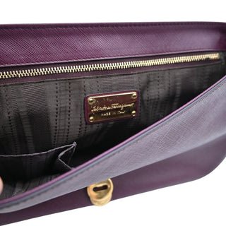 Purple Gancini Leather Flap Shoulder Bag