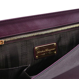 Purple Gancini Leather Flap Shoulder Bag