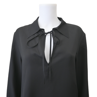 Black Silk Tie-Neck Blouse