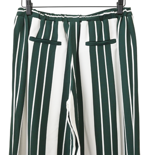 Green & Ivory Striped Wide Leg Pants