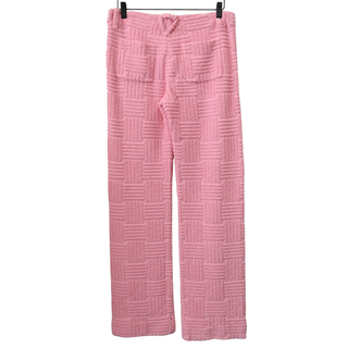 Pink Textured Terry Straight Leg Pants