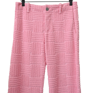 Pink Textured Terry Straight Leg Pants