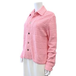 Pink Textured Terry Cloth Jacket