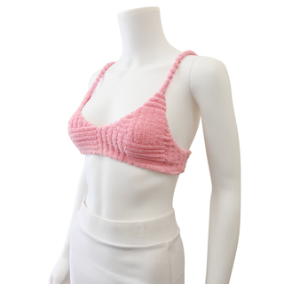 Pink Textured Terry Bralette Top