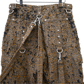 Distressed Brown Plaid Utility Cargo Trousers