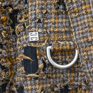 Distressed Brown Plaid Utility Cargo Trousers