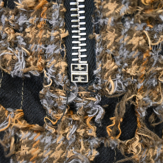 Distressed Brown Plaid Utility Cargo Trousers