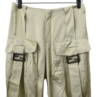 Sage Green FF Buckle Satin Cargo Pants