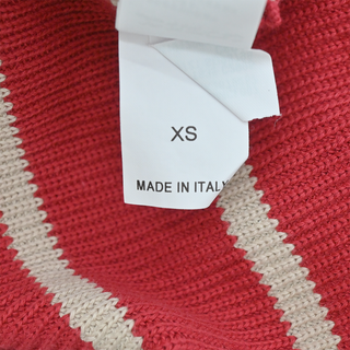 Muted Red & Beige Striped Cotton Cropped Cardigan