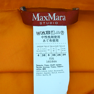 Orange Cotton Pleated Midi Shirt Dress