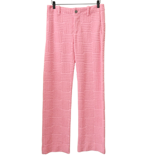 Pink Textured Terry Straight Leg Pants