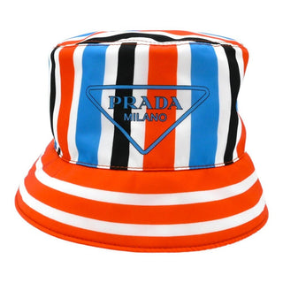 Re-Nylon Striped Logo Print Bucket Hat