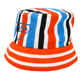 Re-Nylon Striped Logo Print Bucket Hat