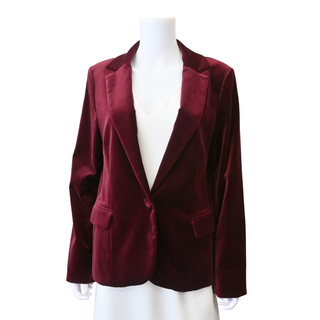 Classic Burgundy Velvet Blazer