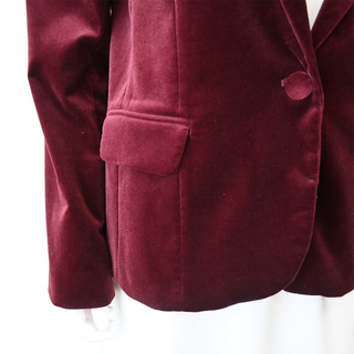 Classic Burgundy Velvet Blazer