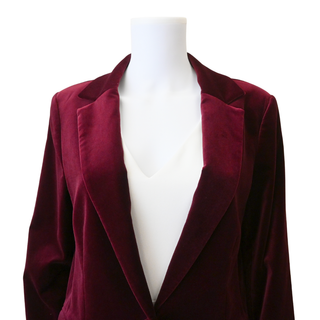 Classic Burgundy Velvet Blazer