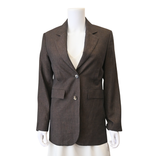 Dark Brown Two-Button Linen Blazer