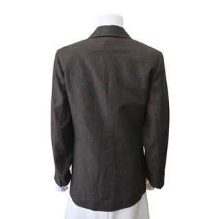 Dark Brown Two-Button Linen Blazer